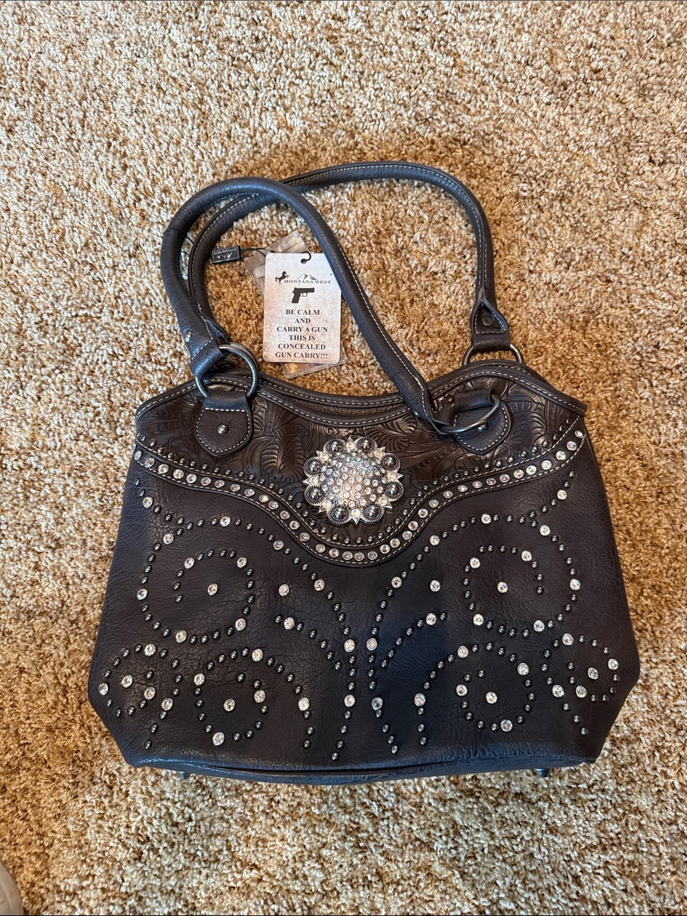 NWT Montana West Western Bling Concealed Carry Purse - Coffee Brown